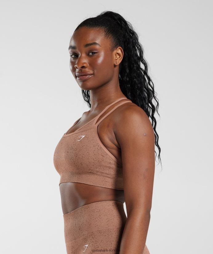 benekli dikişsiz spor sütyenini uyarlayın kadınlarGymshark kumtaşı kahverengi 02H048183