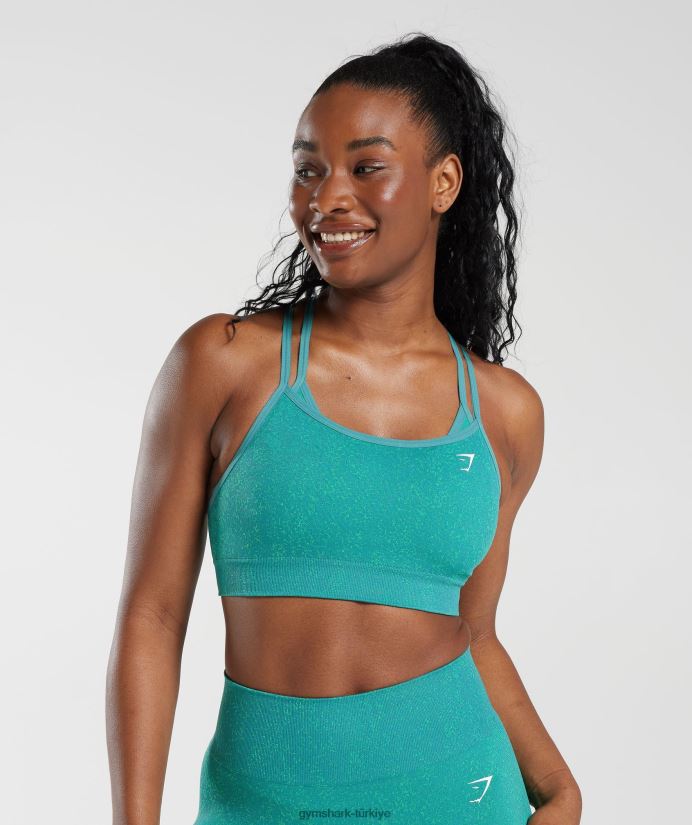 benekli dikişsiz spor sütyenini uyarlayın kadınlarGymshark mücevher yeşili 02H048173
