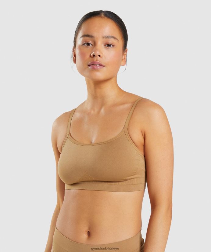 dikişsiz geniş yaka bralet kadınlarGymshark altın açık kahverengi 02H048508