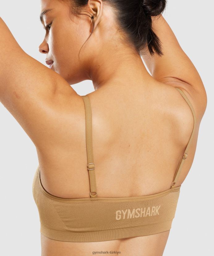 dikişsiz geniş yaka bralet kadınlarGymshark altın açık kahverengi 02H048508