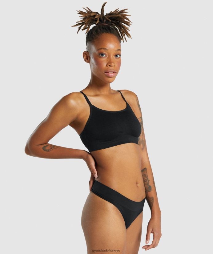 dikişsiz geniş yaka bralet kadınlarGymshark siyah 02H048507