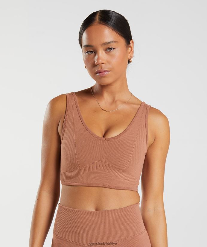 dinlenme günü dikişsiz bralet kadınlarGymshark kahve kahverengi 02H048175