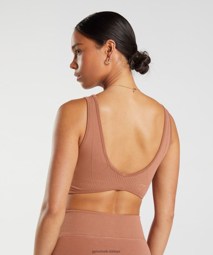 dinlenme günü dikişsiz bralet kadınlarGymshark kahve kahverengi 02H048175