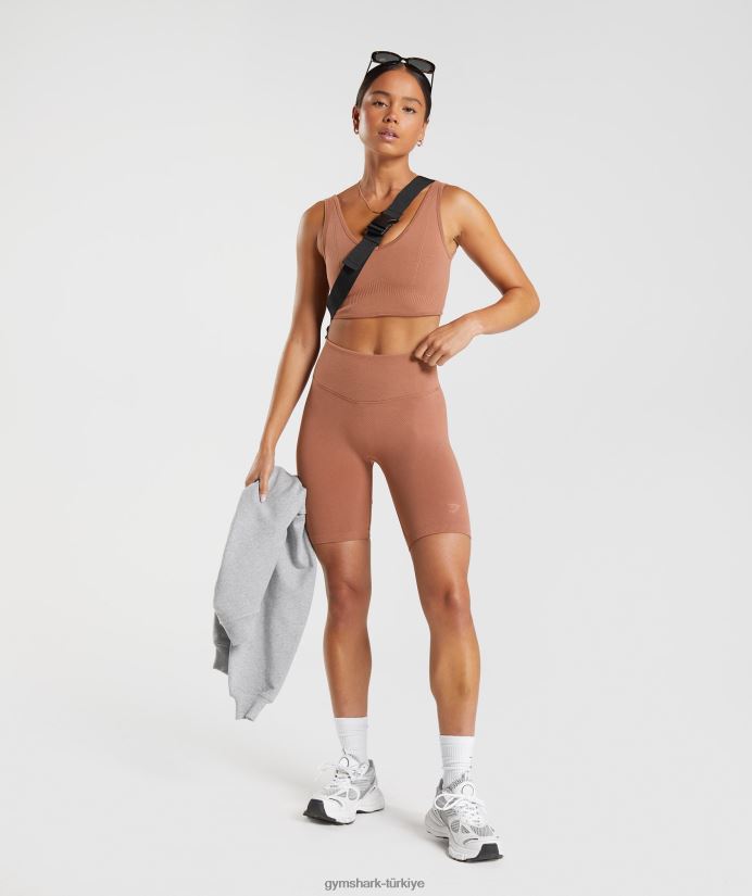 dinlenme günü dikişsiz bralet kadınlarGymshark kahve kahverengi 02H048175