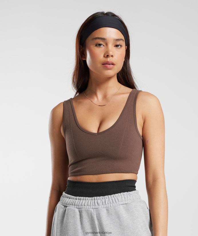 dinlenme günü dikişsiz bralet kadınlarGymshark meşe kahverengi 02H048177