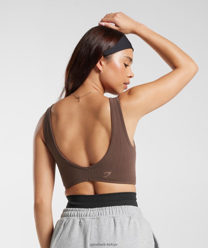 dinlenme günü dikişsiz bralet kadınlarGymshark meşe kahverengi 02H048177