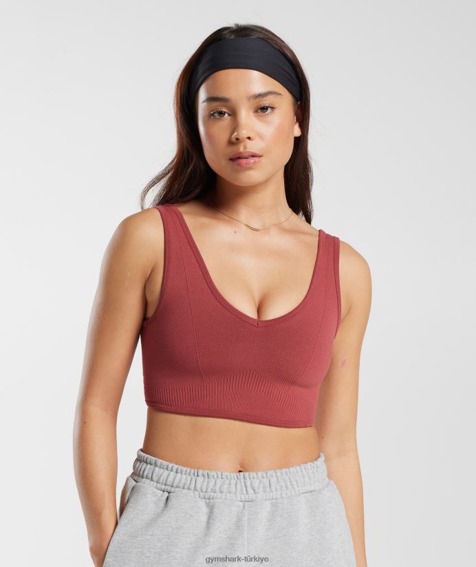 dinlenme günü dikişsiz bralet kadınlarGymshark nar kırmızısı 02H048171