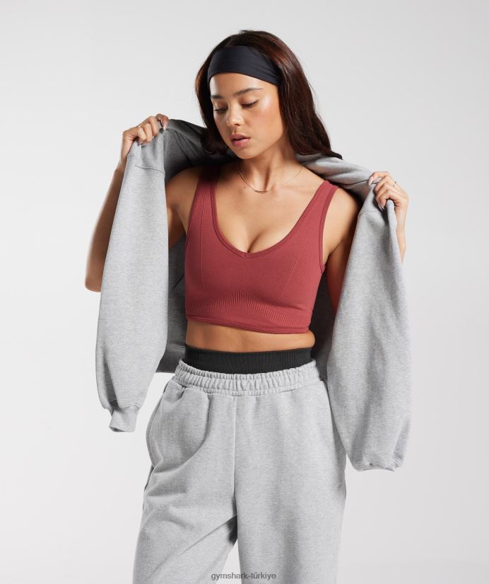 dinlenme günü dikişsiz bralet kadınlarGymshark nar kırmızısı 02H048171