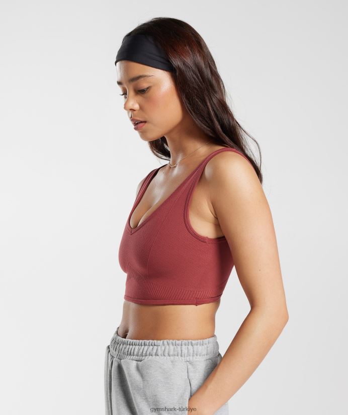 dinlenme günü dikişsiz bralet kadınlarGymshark nar kırmızısı 02H048171