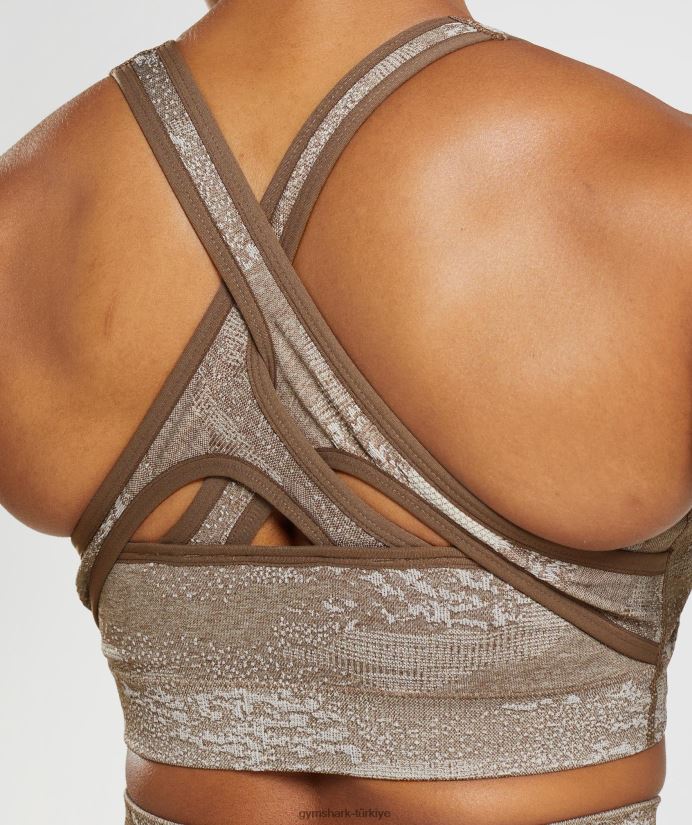 kamuflajlı dikişsiz spor sütyenini uyarlayın kadınlarGymshark çakıl taşı grisi/ruh kahvesi 02H048176