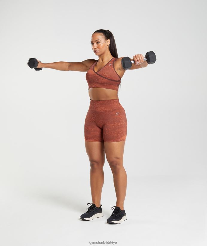 kamuflajlı dikişsiz spor sütyenini uyarlayın kadınlarGymshark fırtına kırmızısı/kiraz kahvesi 02H048161