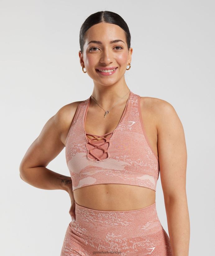 kamuflajlı dikişsiz spor sütyenini uyarlayın kadınlarGymshark puslu pembe-puslu pembe 02H048139