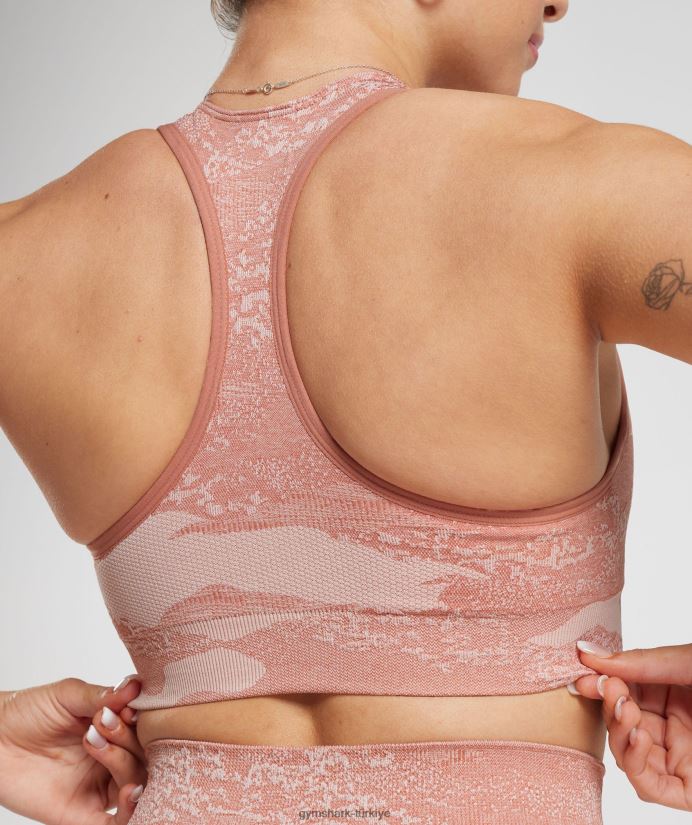 kamuflajlı dikişsiz spor sütyenini uyarlayın kadınlarGymshark puslu pembe-puslu pembe 02H048139
