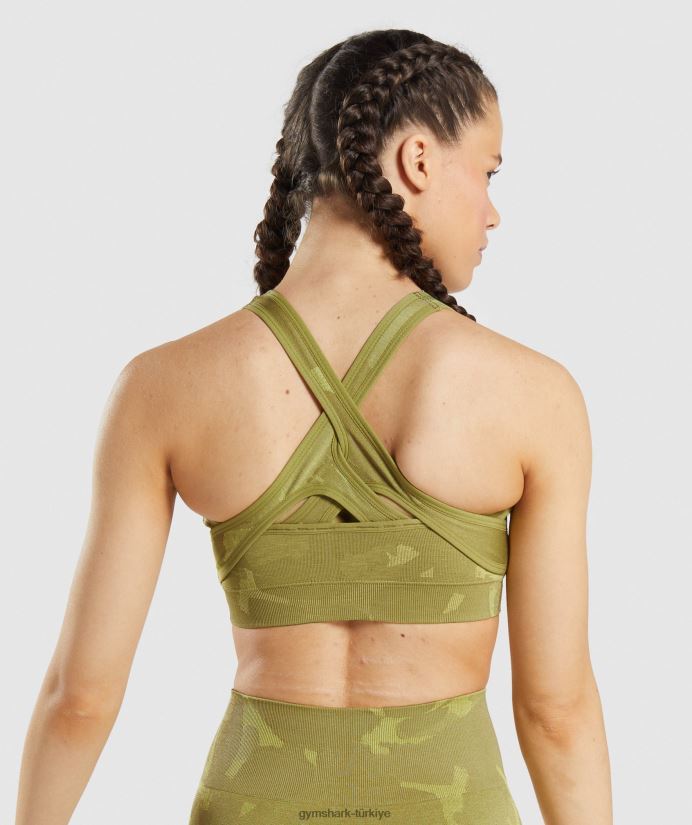 kamuflajlı dikişsiz spor sütyenini uyarlayın kadınlarGymshark savan | grifon yeşili 02H048193