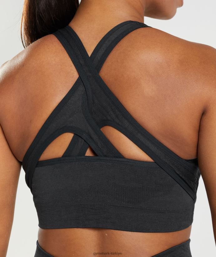 kamuflajlı dikişsiz spor sütyenini uyarlayın kadınlarGymshark siyah/oniks grisi 02H048192