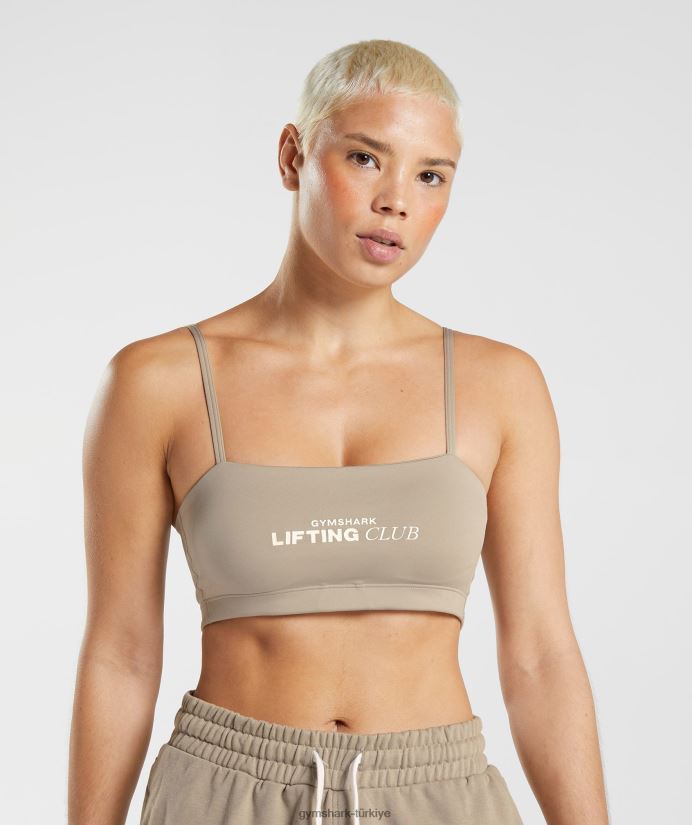 sosyal kulüp bandeau kadınlarGymshark çimento kahverengi 02H048209