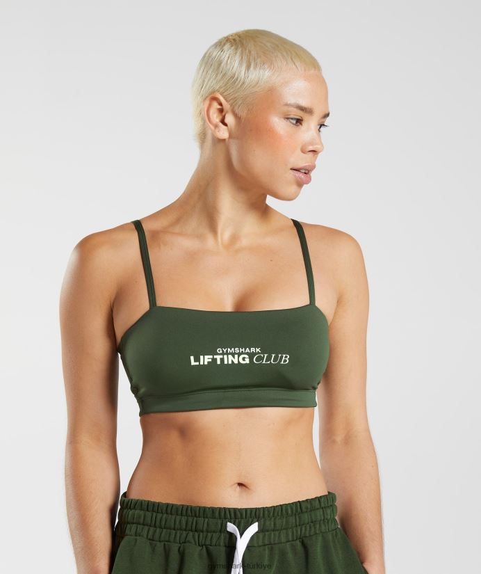 sosyal kulüp bandeau kadınlarGymshark yosun zeytini 02H048195