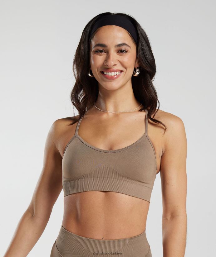 ter dikişsiz spor sutyeni kadınlarGymshark fosil kahverengi 02H048122