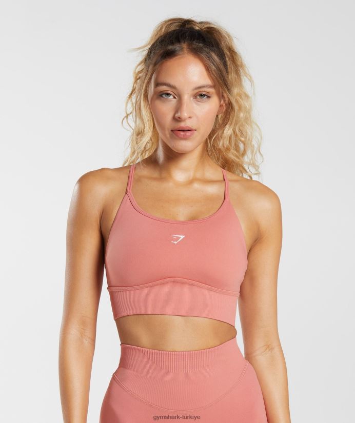 ter dikişsiz uzun ipli spor sutyeni kadınlarGymshark pişmiş toprak pembe 02H048132