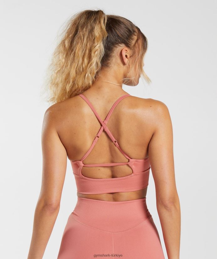 ter dikişsiz uzun ipli spor sutyeni kadınlarGymshark pişmiş toprak pembe 02H048132
