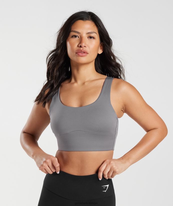 uzun hatlı spor sutyeni kadınlarGymshark titanyum grisi 02H048167