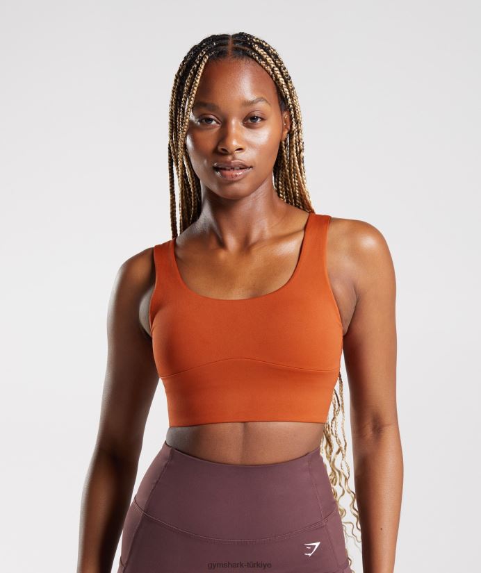 uzun hatlı spor sutyeni kadınlarGymshark tuğla kırmızısı 02H048142