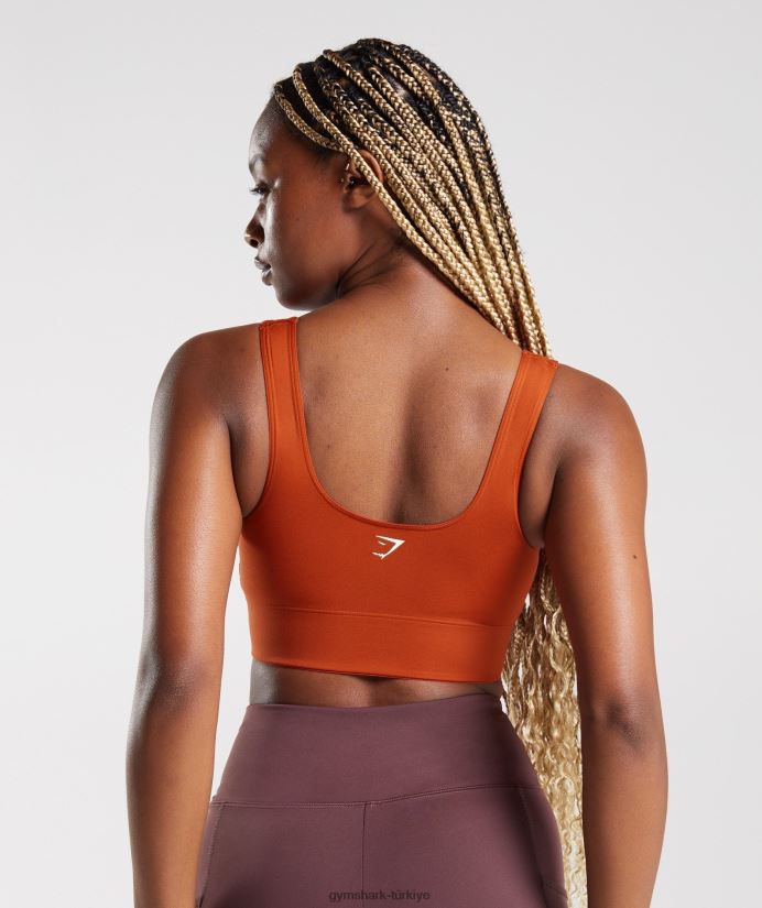 uzun hatlı spor sutyeni kadınlarGymshark tuğla kırmızısı 02H048142