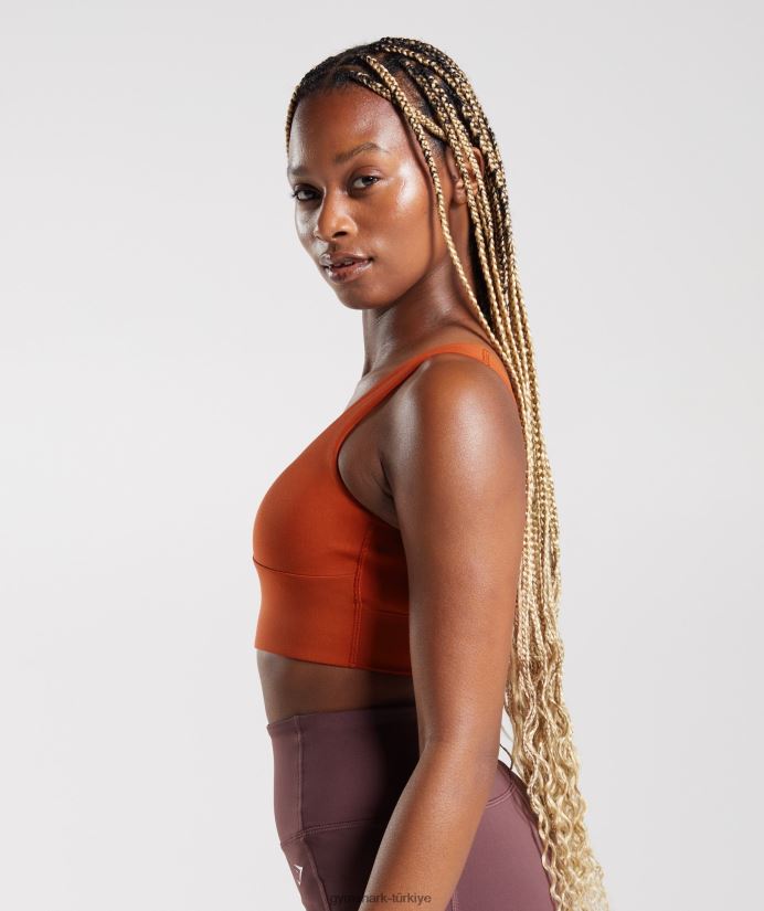 uzun hatlı spor sutyeni kadınlarGymshark tuğla kırmızısı 02H048142