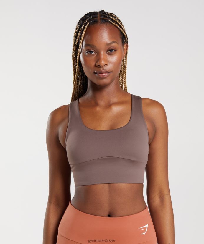 uzun hatlı spor sutyeni kadınlarGymshark yer mantarı kahverengi 02H048149
