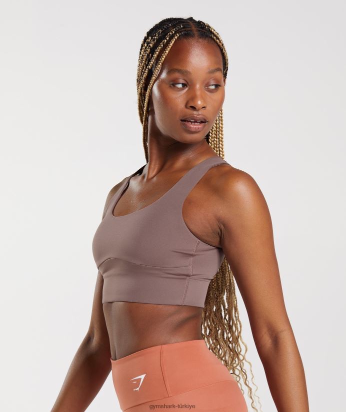 uzun hatlı spor sutyeni kadınlarGymshark yer mantarı kahverengi 02H048149