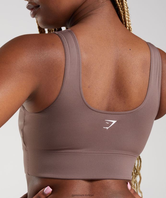 uzun hatlı spor sutyeni kadınlarGymshark yer mantarı kahverengi 02H048149