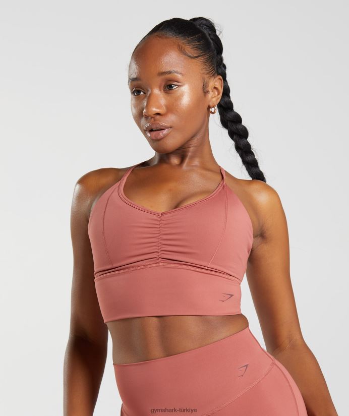 uzun ipli spor sutyeni yükseltmek kadınlarGymshark gül kahverengi 02H048169