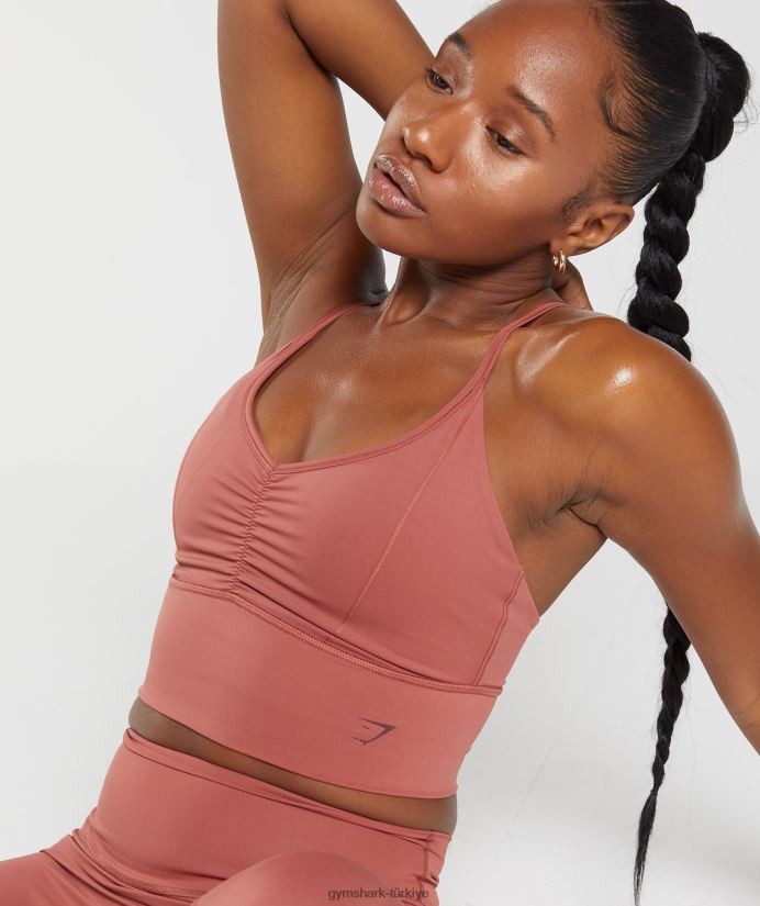 uzun ipli spor sutyeni yükseltmek kadınlarGymshark gül kahverengi 02H048169