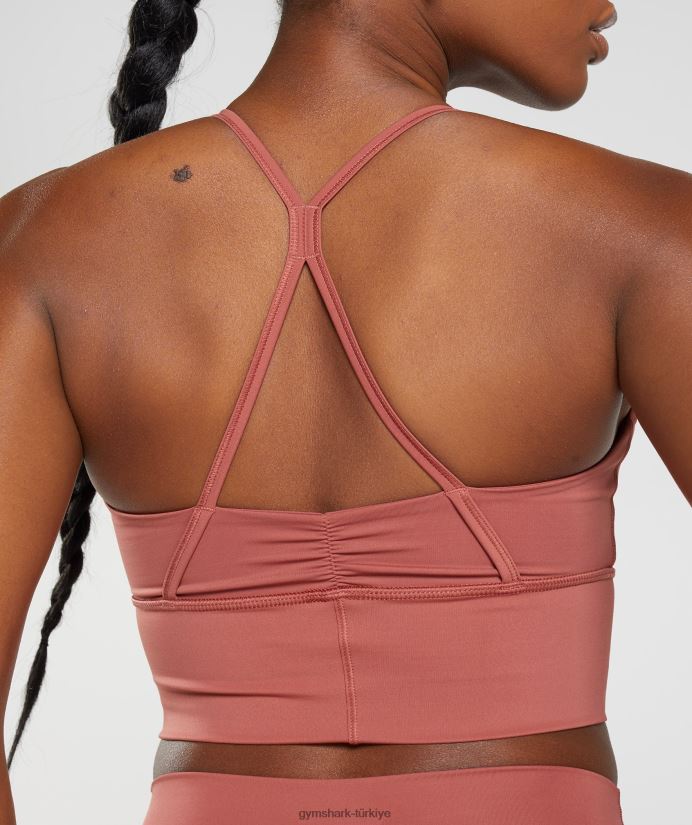 uzun ipli spor sutyeni yükseltmek kadınlarGymshark gül kahverengi 02H048169