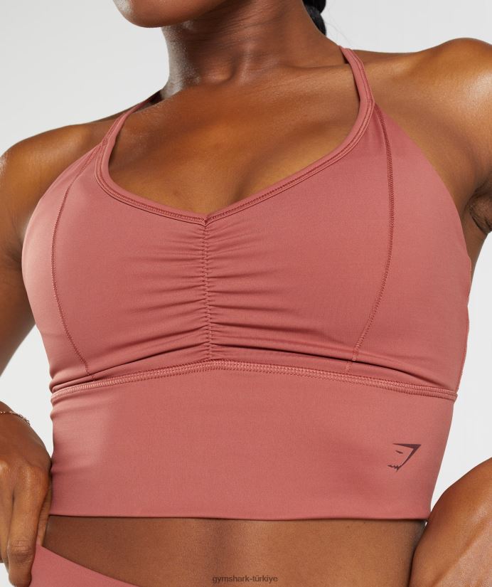 uzun ipli spor sutyeni yükseltmek kadınlarGymshark gül kahverengi 02H048169