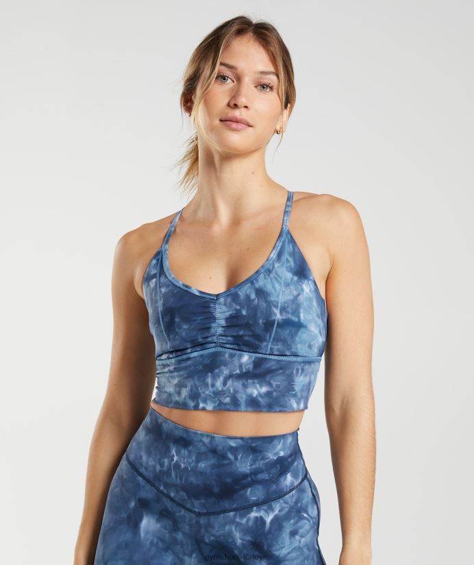 uzun ipli spor sutyeni yükseltmek kadınlarGymshark göl kenarı mavi sprey boya 02H048172