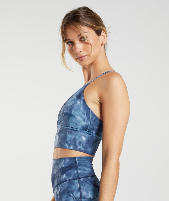 uzun ipli spor sutyeni yükseltmek kadınlarGymshark göl kenarı mavi sprey boya 02H048172
