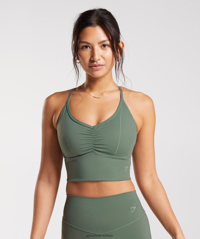 uzun ipli spor sutyeni yükseltmek kadınlarGymshark söğüt yeşili 02H048123