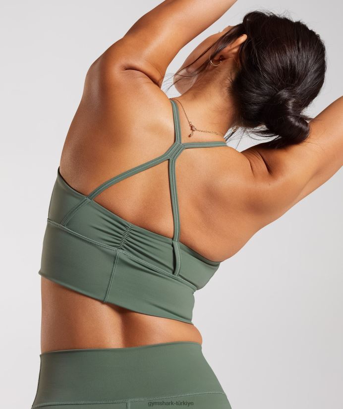 uzun ipli spor sutyeni yükseltmek kadınlarGymshark söğüt yeşili 02H048123