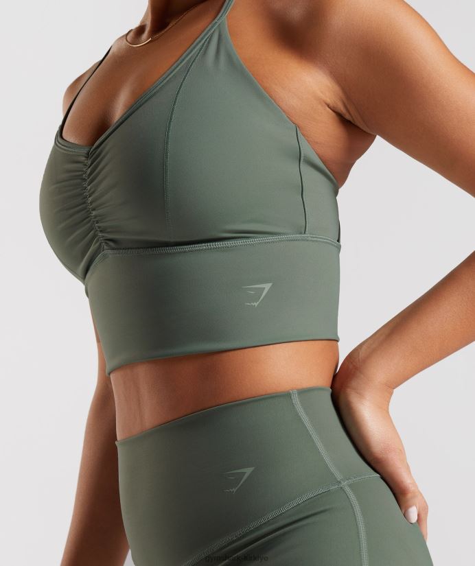 uzun ipli spor sutyeni yükseltmek kadınlarGymshark söğüt yeşili 02H048123