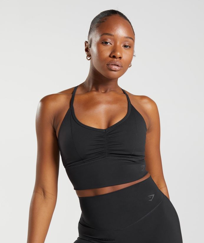 uzun ipli spor sutyeni yükseltmek kadınlarGymshark siyah 02H048137