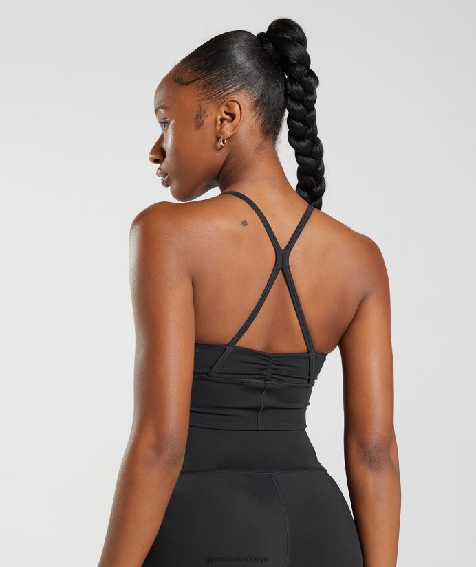 uzun ipli spor sutyeni yükseltmek kadınlarGymshark siyah 02H048137