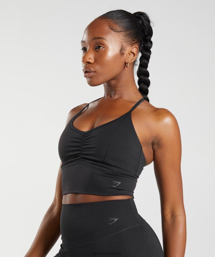 uzun ipli spor sutyeni yükseltmek kadınlarGymshark siyah 02H048137