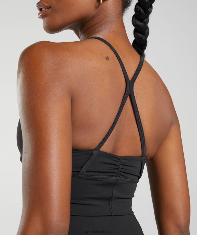 uzun ipli spor sutyeni yükseltmek kadınlarGymshark siyah 02H048137