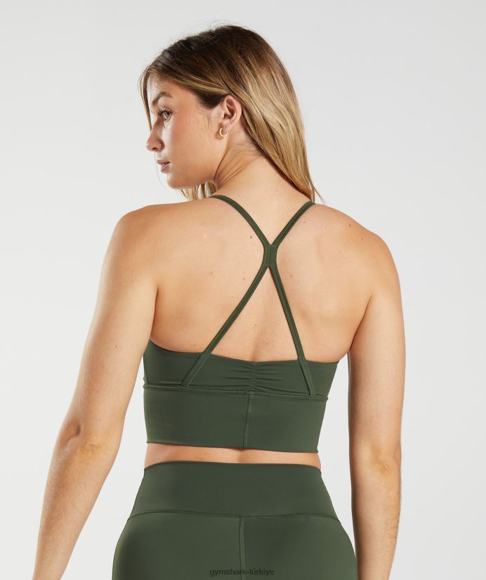 uzun ipli spor sutyeni yükseltmek kadınlarGymshark yosun zeytini 02H048157