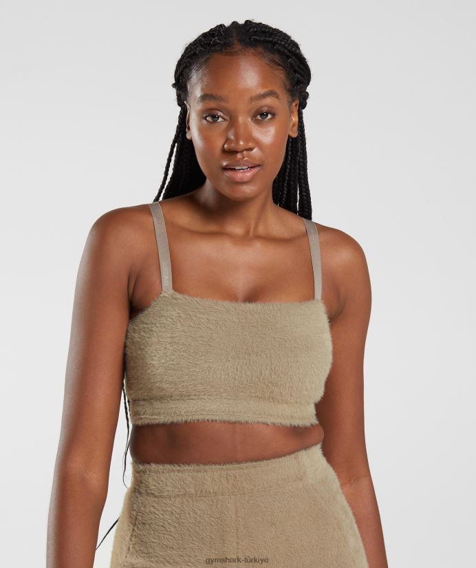 whitney kirpik örgü bandeau kadınlarGymshark çimento kahverengi 02H048163