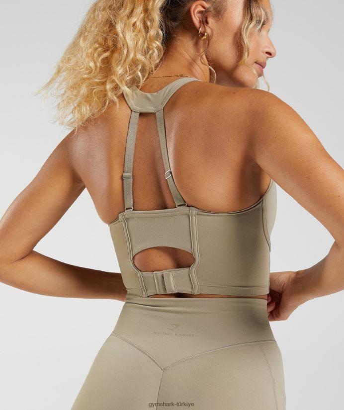 whitney uzun askılı sutyen kadınlarGymshark çimento kahverengi 02H048229