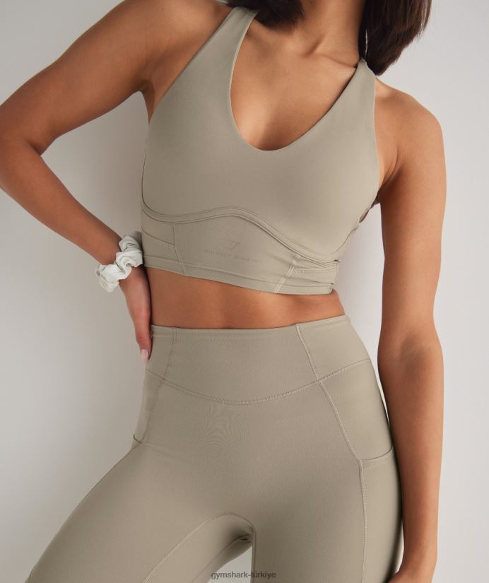whitney uzun askılı sutyen kadınlarGymshark çimento kahverengi 02H048229