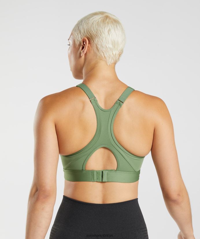 yüksek boyunlu yüksek destekli spor sutyeni kadınlarGymshark iguana yeşili 02H048191