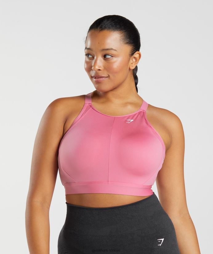 yüksek boyunlu yüksek destekli spor sutyeni kadınlarGymshark pembe çiçek açmak 02H048170